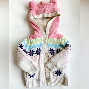GAP size 3 Button-up Jacquard Hoodie Sweater